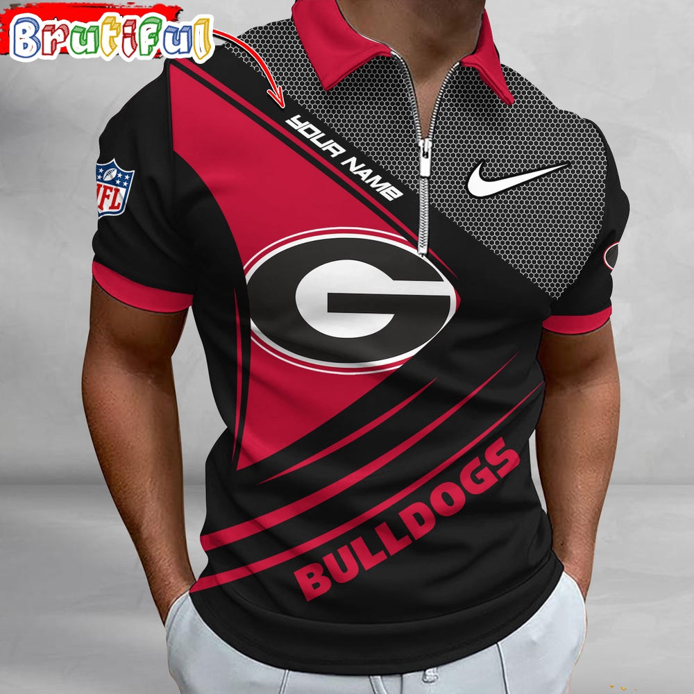 NCAA Georgia Bulldogs Polo Shirt, Sporty Zip Polo Shirt