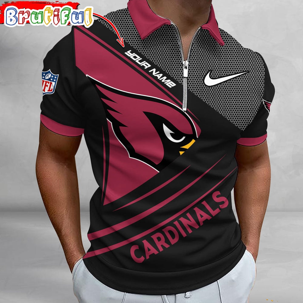NFL Arizona Cardinals Polo Shirt, Football Sport Zip Polo Shirt