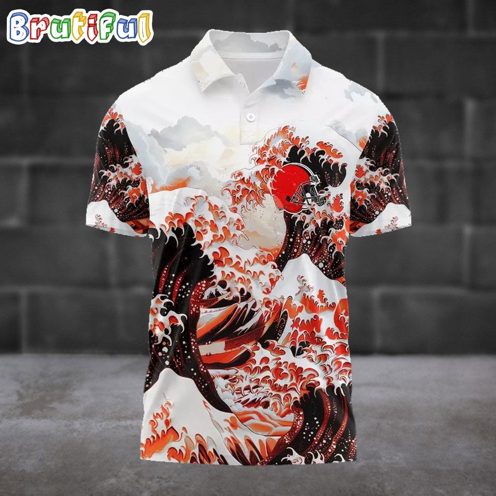 NFL Cleveland Browns Football Great Wave Polo Shirt
