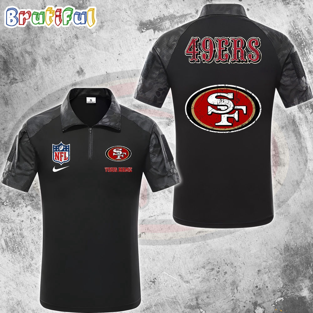 NFL San Francisco 49ers Tactical Polo Shirt, Custom Football Zip Polo Shirt