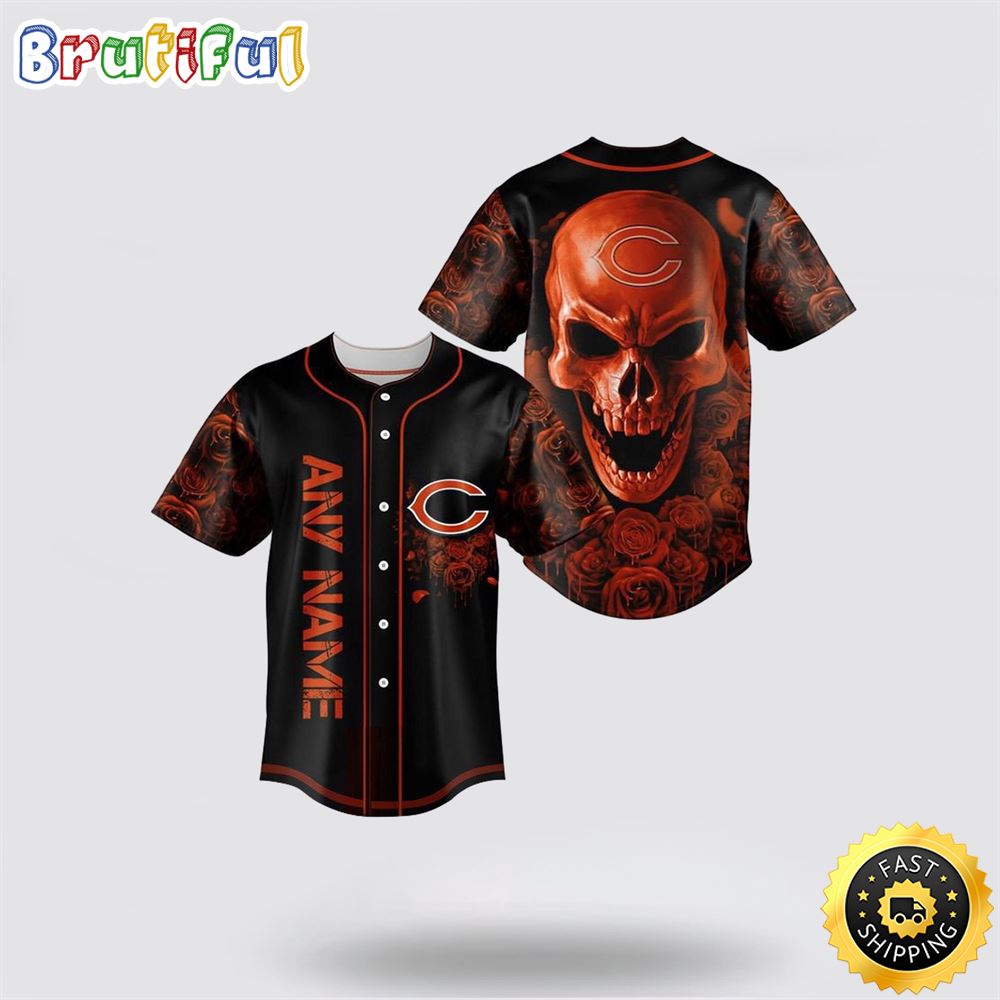 NFL Chicago Bears Baseball Jersey 3D Personalized Skull Top Quality Fan Apparel