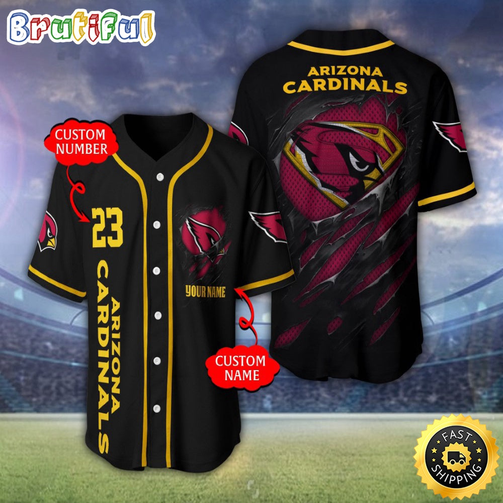 Personalized NFL Arizona Cardinals Baseball Jersey Team Spirit Tops