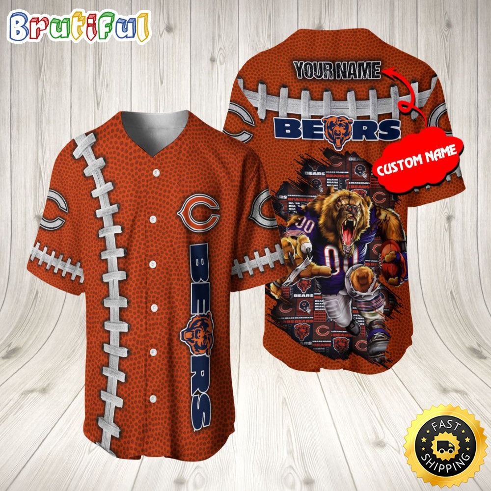 Personalized NFL Chicago Bears Baseball Jersey Team Spirit Tops