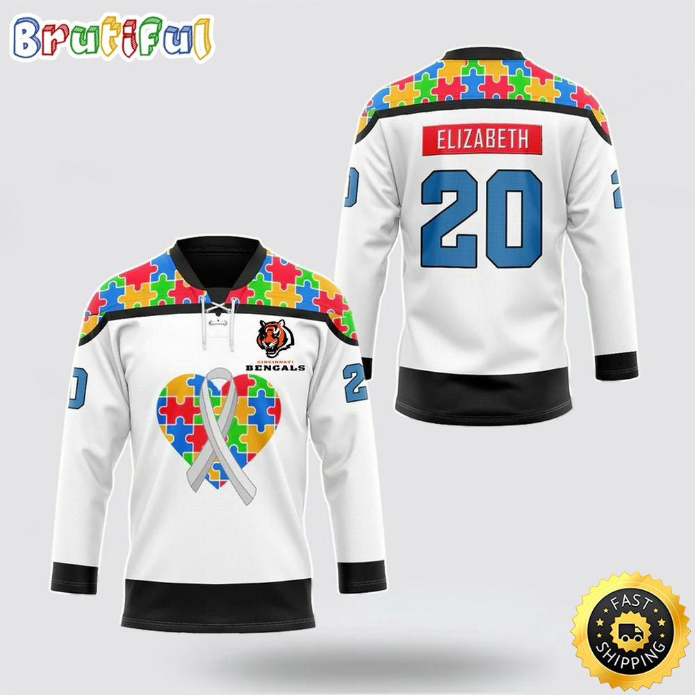 Personalized NFL Cincinnati Bengals Hockey Jersey Autism Awareness Nfl Hockey Jersey For Fans