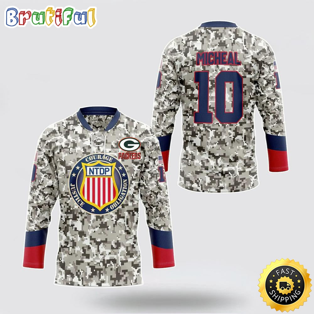 Personalized NFL Green Bay Packers Hockey Jersey Veterans Nfl Hockey Jersey For Fans