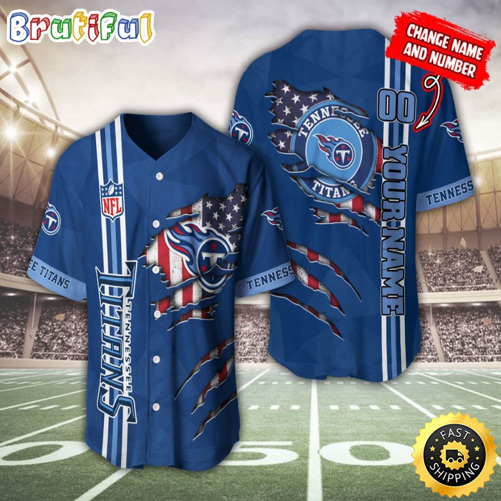 Personalized NFL Tennessee Titans Baseball Jersey America Flagy America Flag Athletic Style Jerseys