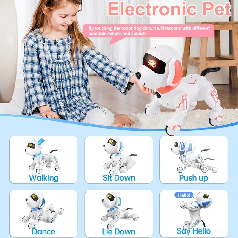 RC Robot Dog Electronic Stunt Pet Interactive Touch Programmable Smart Walking Dancing Kids Birthday Gift for Kids Boys Girls