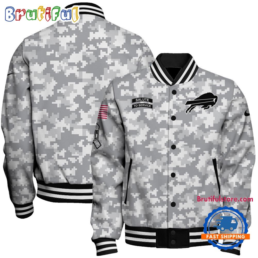Buffalo Bills National Football League Arctic Camo Salute To Service Veterans Varsity Jacket