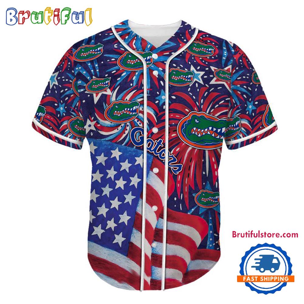 Florida Gators USA Flag Independence Day Baseball Jersey, Sport Team 4th of July Jersey