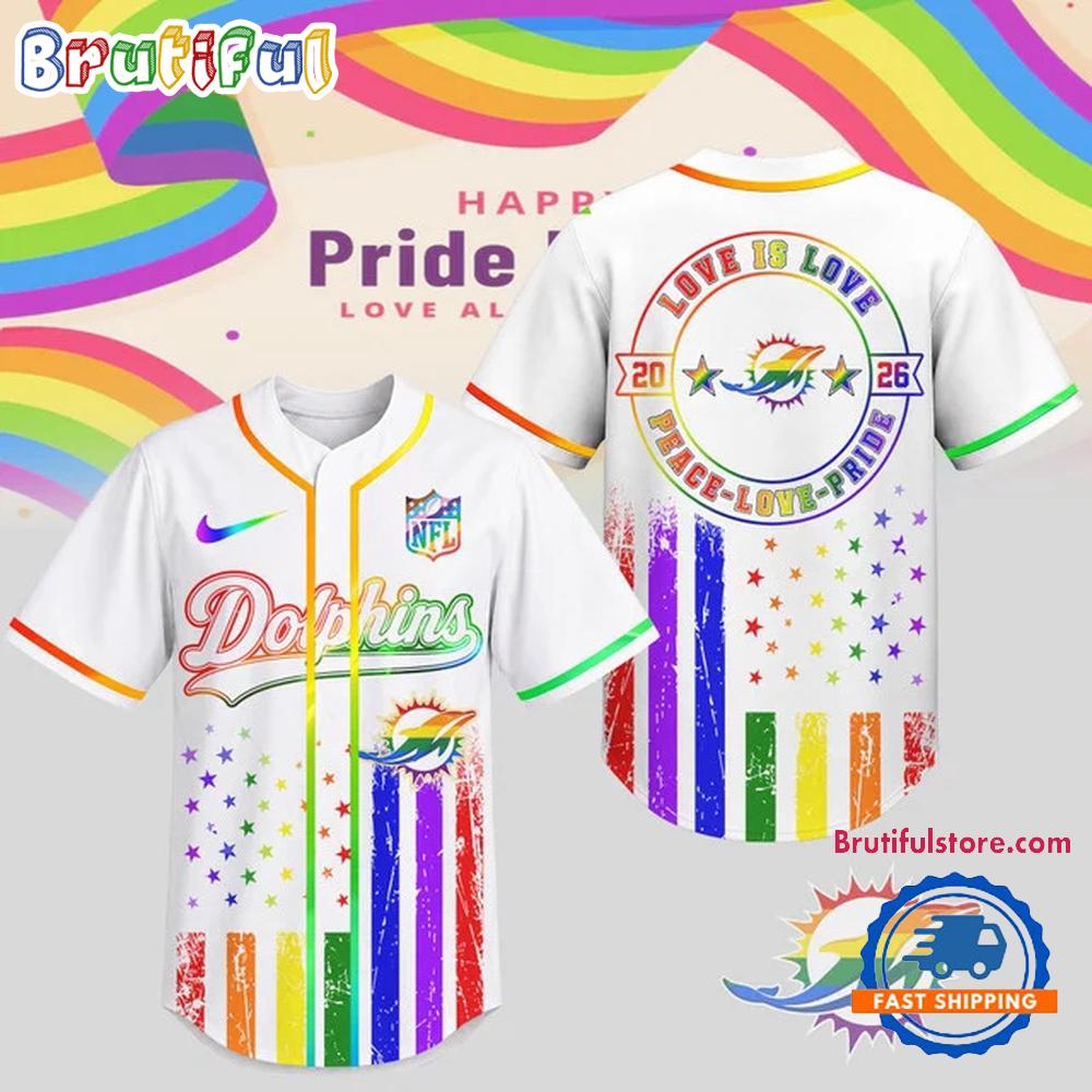 Miami Dolphins 2026 NFL Pride Love Limited Edition Baseball Jersey